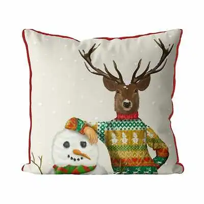Buy Fabfunky Ltd., Deer In Winter Sweater Christmas / Holiday 18  Pillow Cover, New • 95.55£