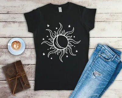 Buy Sun And The Moon Ladies Fitted T Shirt Sizes Small-2XL • 12.49£