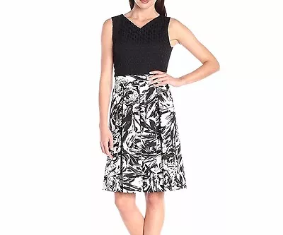 Buy Ellen Tracy Casual Sleeveless Dress Fit And Flare With Printed Skirt-Size 6 • 56.69£