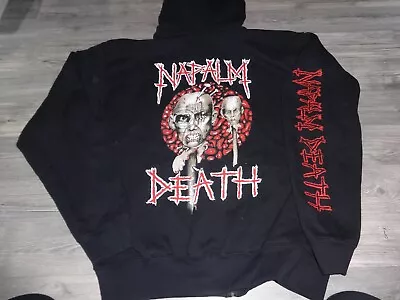 Buy Napalm Death Zipper Hoodie Sweatshirt Ltd 33 Screen Print Agathocles Wormed M • 68.64£