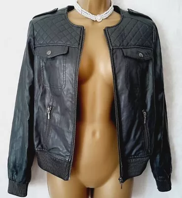 Buy Size 12 NEW WITH TAGS Black Biker Jacket From Marks And Spencer Faux Leather • 32£