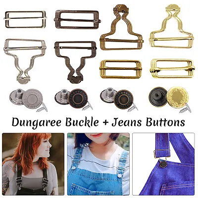 Buy Dungaree Buckle With Jeans Buttons Brace Clips Rectangle For DIY Clothes Jackets • 5.99£