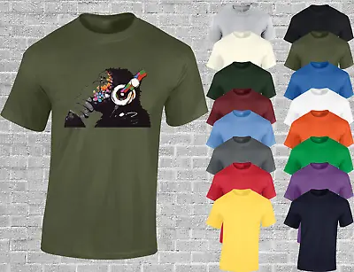 Buy Monkey Dj Banksy Mens T Shirt Cool Music Acid House Dance Rave Gift Idea • 8.99£