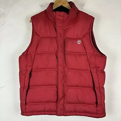 Buy Timberland Mens XL Down Puffer Gilet Bodywarmer Red Outdoors Hiking Camping • 32.69£