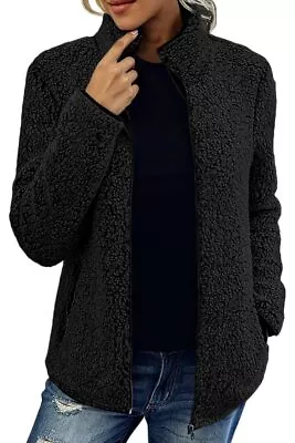 Buy Womens Coat Teddy Bear Fleece Fluffy Jumper Winter Zip Up Cardigan Tops Hoodies • 17.74£