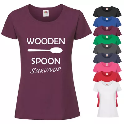 Buy Wooden Spoon Survivor! Funny Print T-Shirt, Comedic Theme Ladies Tee, 9+ Colours • 11.99£