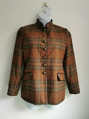 Buy Ladies House Of Bruar Edinburgh Funnel Jacket Blazer Brown Merino Wool Size 14 • 80£