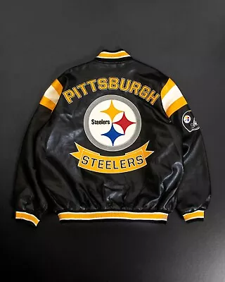 Buy Pittsburgh Steelers Leather Jacket Black Yellow 1990s 2000s Y2k 90s Vintage NFL • 32.05£