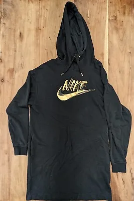 Buy Nike Sweatshirt Hoodie Dress Black With Nike Logo In Gold Size M • 52.11£