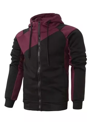 Buy Men's Casual Hooded Jacket With Zipper - Long Sleeve Hoodies For Gym And Sports • 18.89£