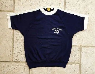 Buy Vintage 90's Wrangler T Shirt 'A World Of Sport' Blue Men's Size Small • 21.37£