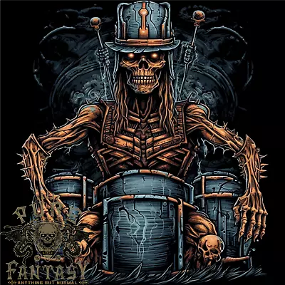 Buy Voodoo Drummer Skull Drumming Heavy Metal Mens Cotton T-Shirt Tee Top • 10.75£