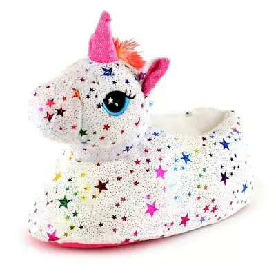 Buy Kids Novelty 3D Unicorn Plush Slipper Star Rainbow Size 9-3 • 9.99£