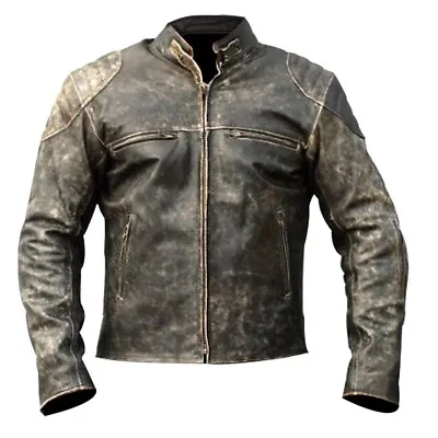 Buy Mens Antique Biker Motorcycle Cafe Racer Vintage Distressed Real Leather Jacket • 63.99£