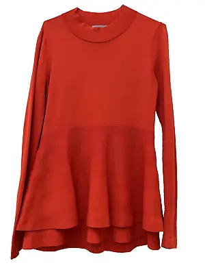 Buy COS Top Orange Small Double Layered Peplum Long Sleeve Orange Red • 25£