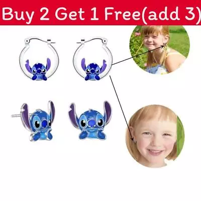 Buy Stitch Silver Earrings Head Charm Earstuds Jewelry Fashion Cute Cartoon  Gifts  • 3.99£