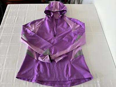 Buy Brooks Equilibrium Women’s Sz Large Purple 1/4 Zip Athletic Pullover Hoodie TS3 • 19.84£