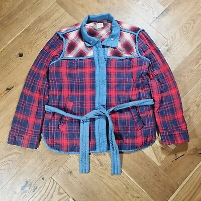 Buy GAP Plaid Patchwork Quilted Jacket Red Self Tie Belt Over Shirt Size M Flannel  • 49.99£
