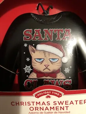 Buy Santa Claws Grumpy Cat Ornament Holiday Time Christmas Sweater Original Box S/2 • 14.21£