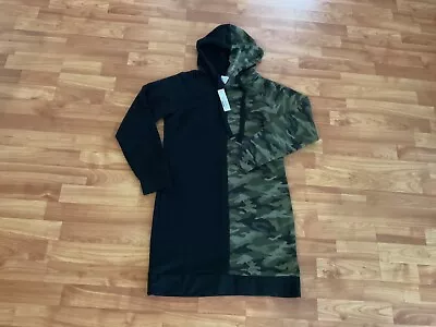 Buy Ladies Juniors Teen Black & Camo Long Sleeve Hoodie Dress Size L 11 - 13 NEW • 9.64£