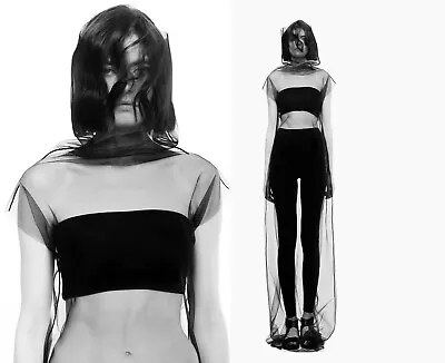 Buy Futuristic Cyberpunk Turtleneck Dress Goth Mesh Overdress Alt Clothing Techwear • 56.70£