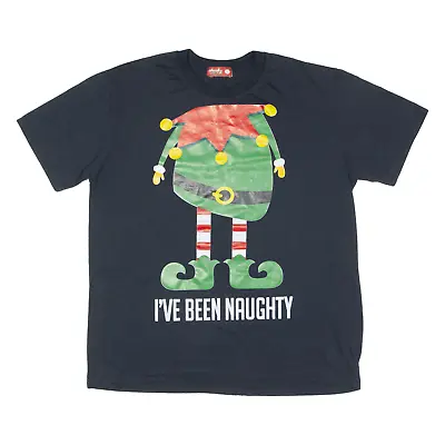 Buy CHEEKY ELF Christmas Novelty Mens T-Shirt Blue L • 6.99£