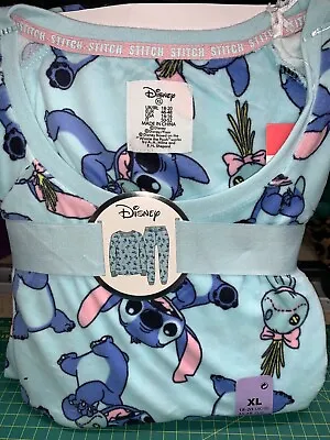 Buy BNWT Primark Disney Stitch Pyjamas PJs  Women Fleece Winter PJs XL 18-20 • 26.95£