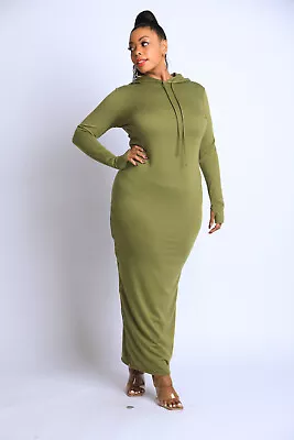 Buy Women's Comfy Terry Hooded Maxi Dress With Side Slit Zipper Plus Size 1X 2X 3X • 24.12£