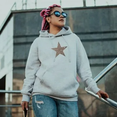 Buy Glitter Star - Ladies Hoodie Cute Fashion Sparkle Printed Sweatshirt  • 24.99£