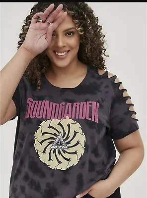 Buy Torrid Soundgarden Gray Tie-Dye Slashed Tee Shirt Plus Size 2X, 18/20 • 26.45£