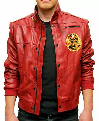 Buy Mens Cobra Kai Jacket Karate Kid Johnny Lawrence Red Real Biker Leather Jacket • 45£