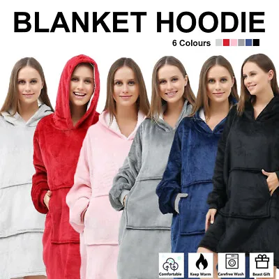 Buy Hoodie Oversized Blanket Sherpa Fleece Ultra Giant Comfy Hooded Sweatshirt Adult • 11.99£
