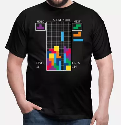 Buy Tetris Matrix I-Tetrimino Hero Retro Blocks T-shirt In Size Medium M FREE UK P+P • 14.95£