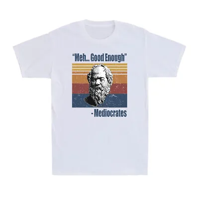 Buy Mediocrates Meh Good Enough Funny Lazy Logic Sloth Wisdom Vintage Men's T-Shirt • 14.99£