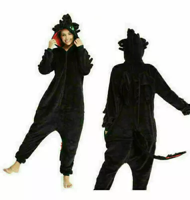 Buy How To Train Your Dragon Pajamas Cosplay Bathrobe Long With Hood Tail Costume • 15.02£