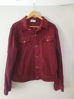 Buy American Apparel Cord Jacket Small Burgundy Dark Red Trucker Corduroy Denim Fade • 24.99£