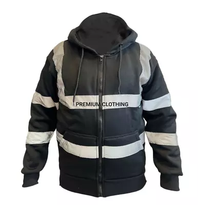 Buy Hi Vis Viz Sweatshirt High Visibility  Fleece Jackets Hoodie Work Zip Hooded • 16.99£