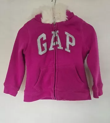 Buy Gap Hoodie Girls 2 Years Purple Full Zip Borg Lined Faux Fur Hood Trim Pockets • 6.95£