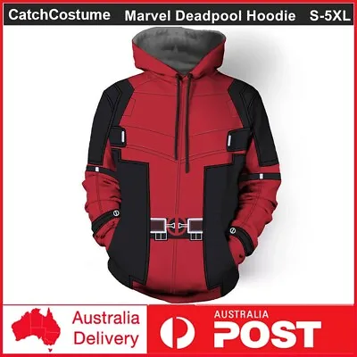 Buy Marvel Deadpool Cosplay Hoodie Sweatshirts Long Sleeve Hooded Jacket Coat Red • 21.02£