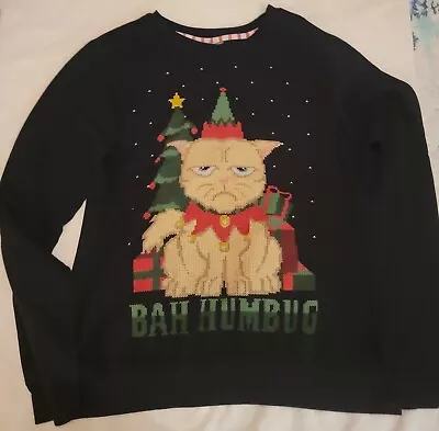 Buy CHRISTMAS Ugly Sweater Style Sweatshirt Bah Humbug Grumpy Cat Women's Small/Med • 11.40£