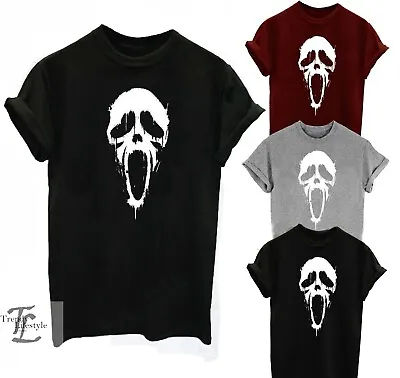 Buy Halloween Scream Scary Movie Skull Mask Party Mens Womens Kids Unisex T-shirt • 8.99£
