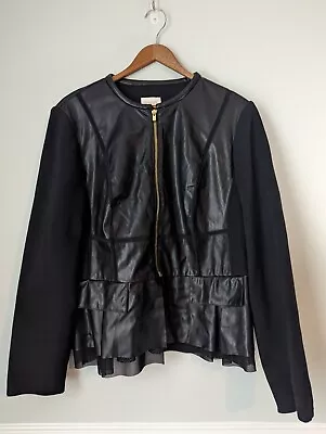Buy Chico's Womens Blazer Jacket Size 2 Large 12 Black Sheer Zip Front Vegan Leather • 18.85£