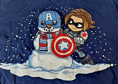 Buy Winter Soldier/Bucky & Captain America 3XL Womens Blue T-Shirt Avengers Marvel • 16.57£