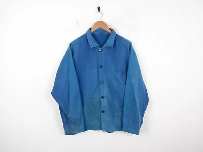 Buy Vintage French Chore Worker Workwear Blue 3 Pocket Travail Jacket Button Up XL • 49.99£