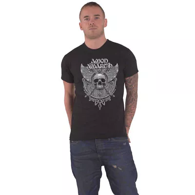 Buy Amon Amarth T Shirt Grey Skull Band Logo New Official Mens Black • 18.95£