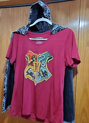 Buy Harry Potter Hogwarts Houses T Shirt With Detachable Cape Size Juniors L NWOT • 5.67£