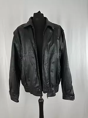 Buy Mens Burton Leather Biker Military Jacket Black Large 42 In Chest Vintage 90s • 40£