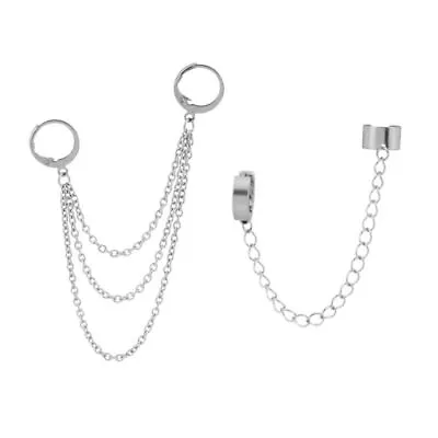 Buy Silver Dangle Earring Korean Ear Clips Earring Jewelry For Women Men Daily Wear • 5.50£