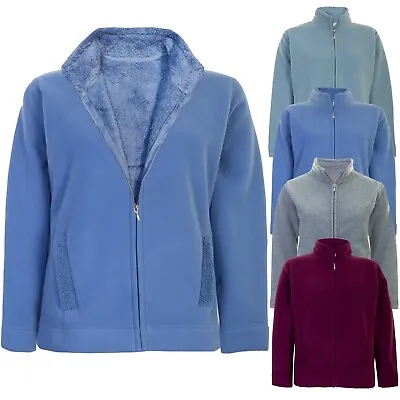 Buy Ladies Womens Sherpa Bonded Fleece Jacket Borg Lined Anti Pill Polar Plus Size • 17.99£