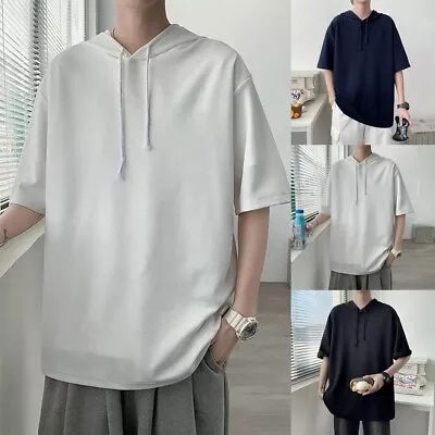 Buy Mens Loose Top T-shirt Casual Gym Sport Short Sleeve Pullover Hoodie Summer • 17.18£